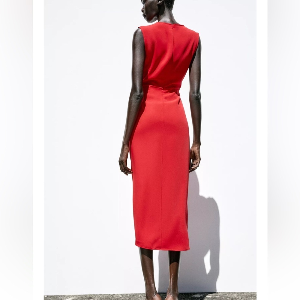 NWT Zara Midi Dress Red With Hardware Rouge Rare Small New 3897/100 Maxi Long - Picture 6 of 14